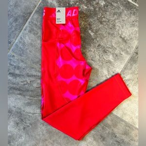 NWT Adidas Legging Size M Marimekko Red and Pink